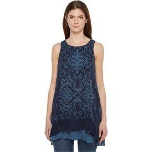 Johnny Was Wynifred Embroidered Blue Top Tank Dress Small